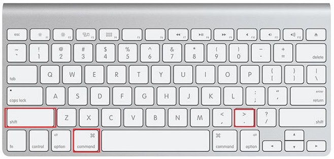 Command + Shift + Period Mac shortcut