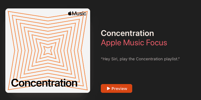 Concentration Apple Music playlist