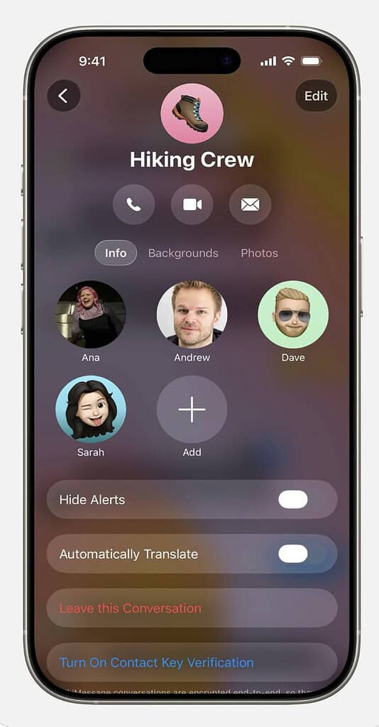 Contact info on iMessages
