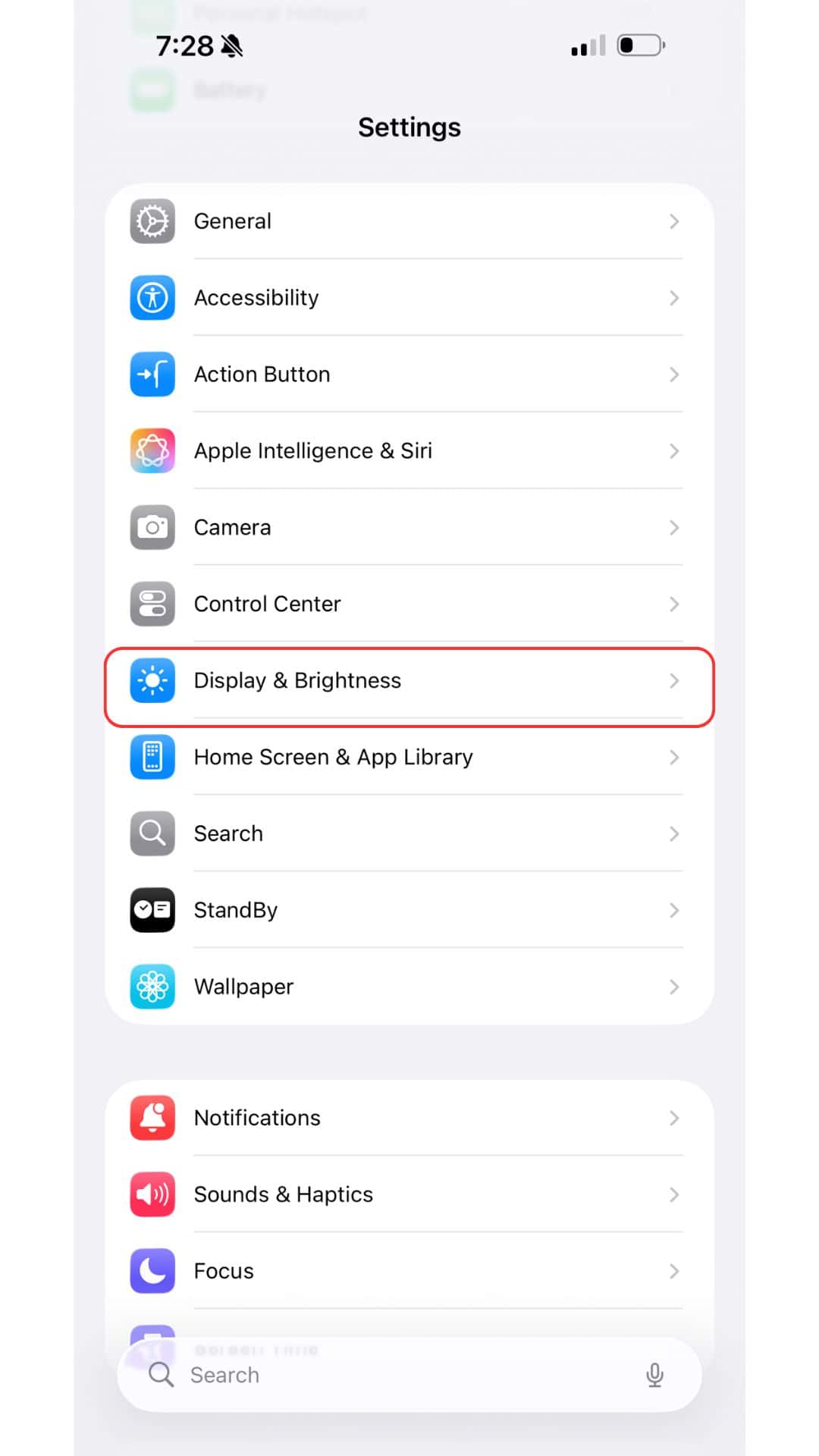 Display & Brightness