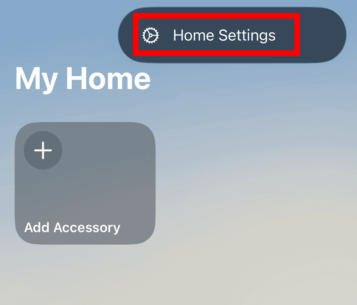Home Settings option in the Home app on iPhone