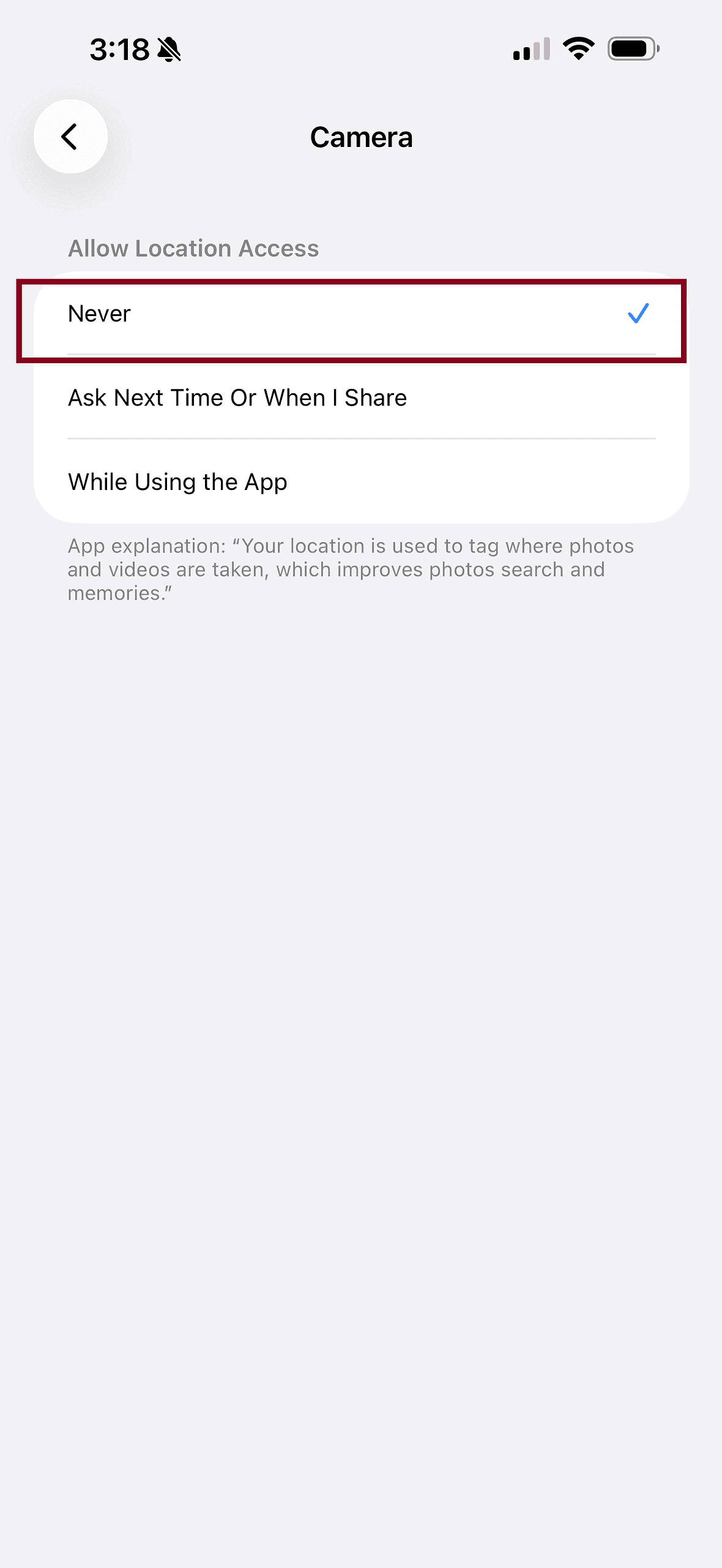 camera location never