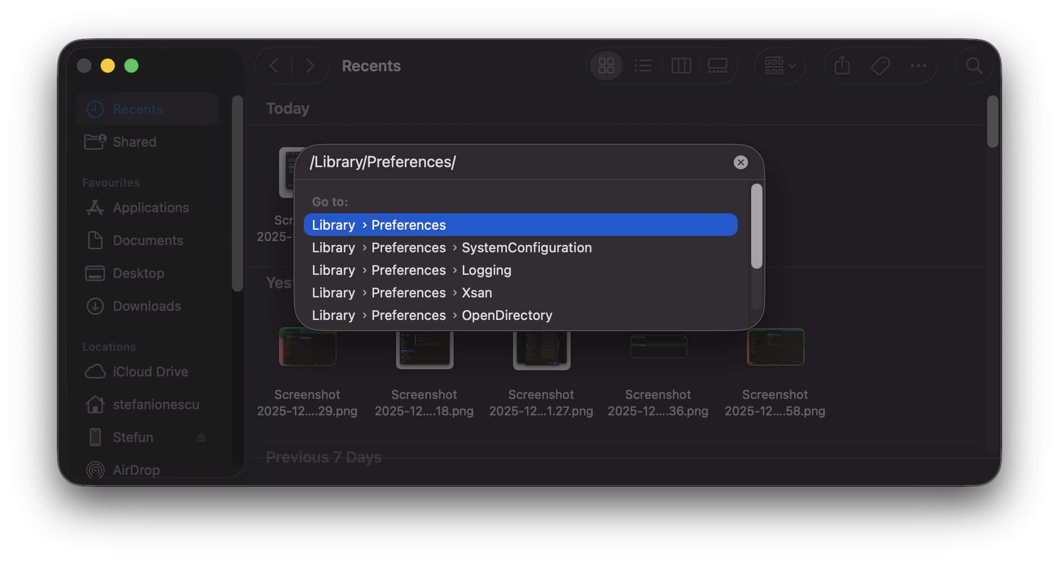 Navigating to Library Preferences on Mac