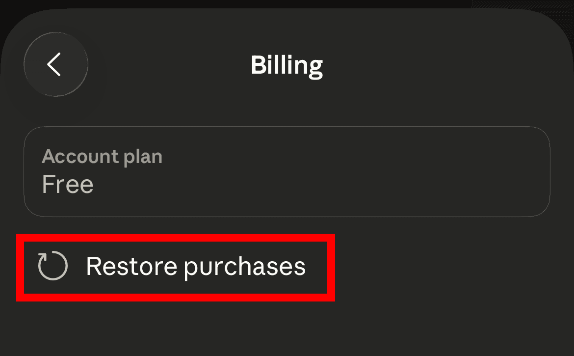 Restoring purchases in Claude app on iPhone