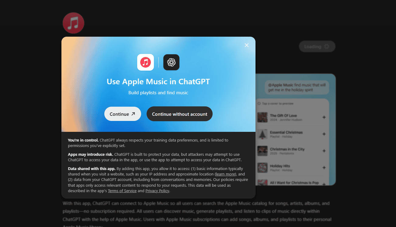 chatgpt apple music app