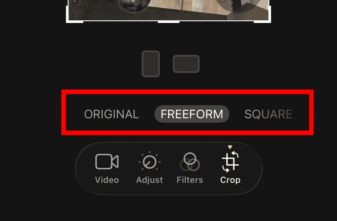 Selecting an aspect ration for a video on iPhone