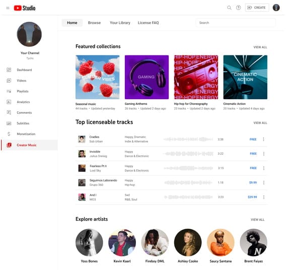 youTube music library