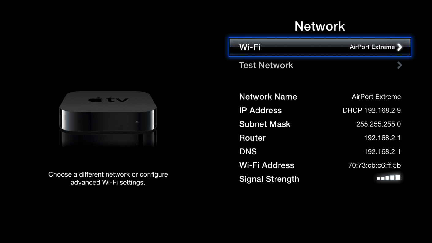 apple tv settings