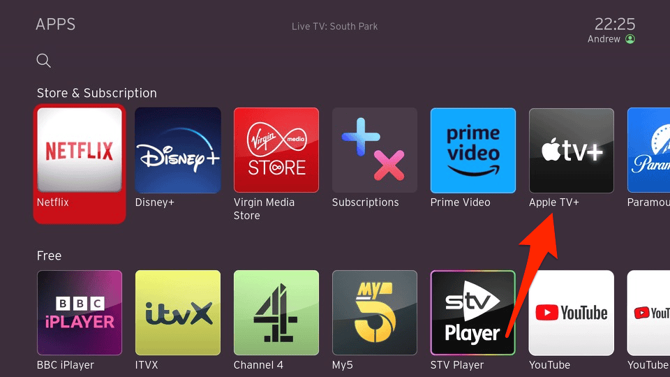 apple tv app on virgin 360