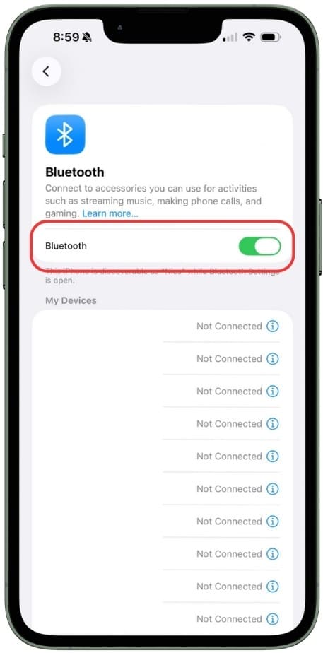 bluetooth settings