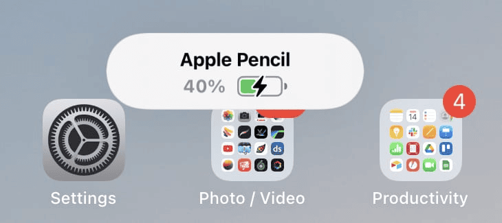 apple pencil charging notification