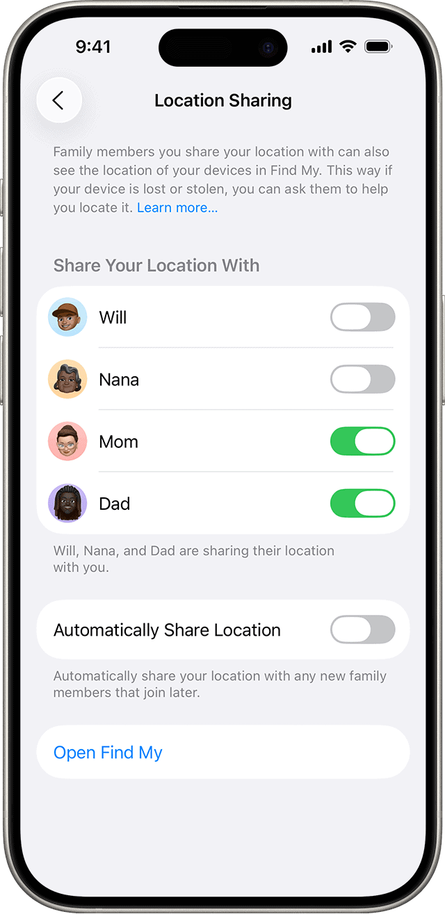 family location sharing