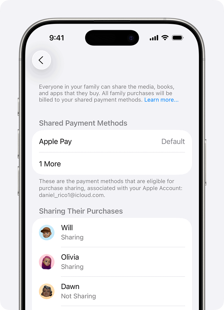 family purchase sharing