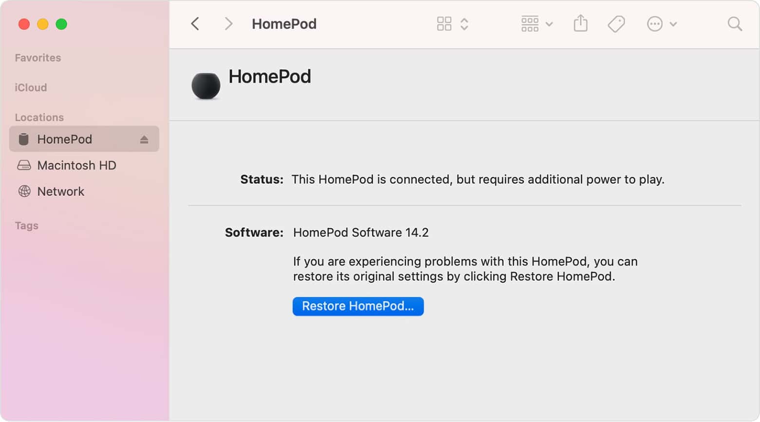 restore homepod