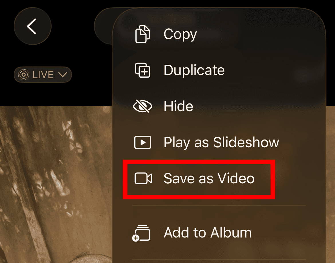 save live photo as video on iPhone