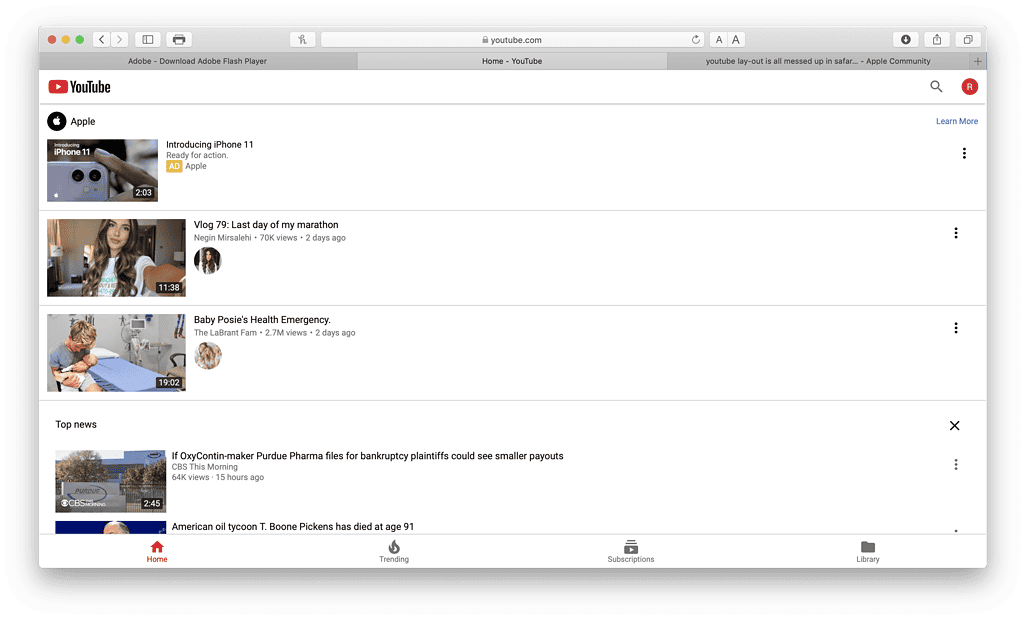 web player youtube on safari