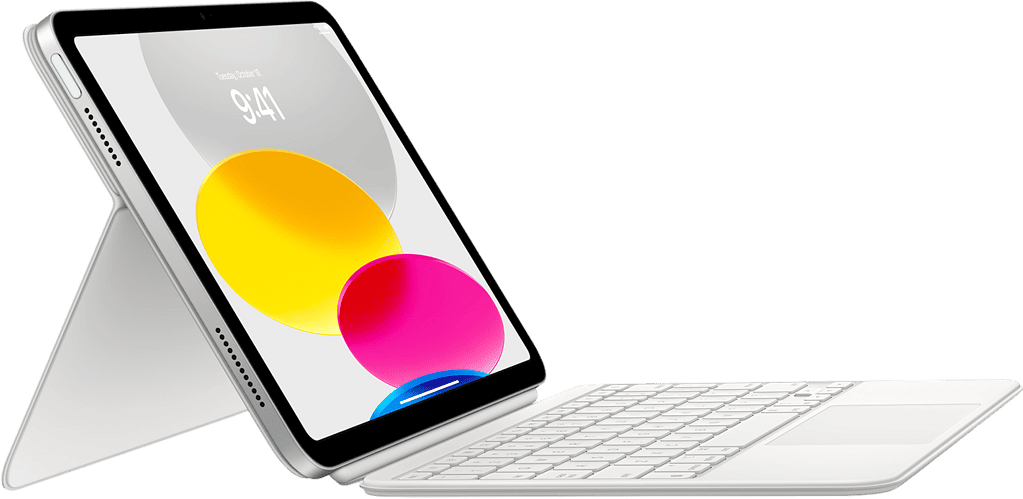 Align your iPad with the magnetic connector on the keyboard