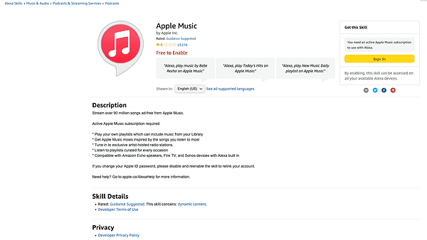 Apple Music Alexa skill