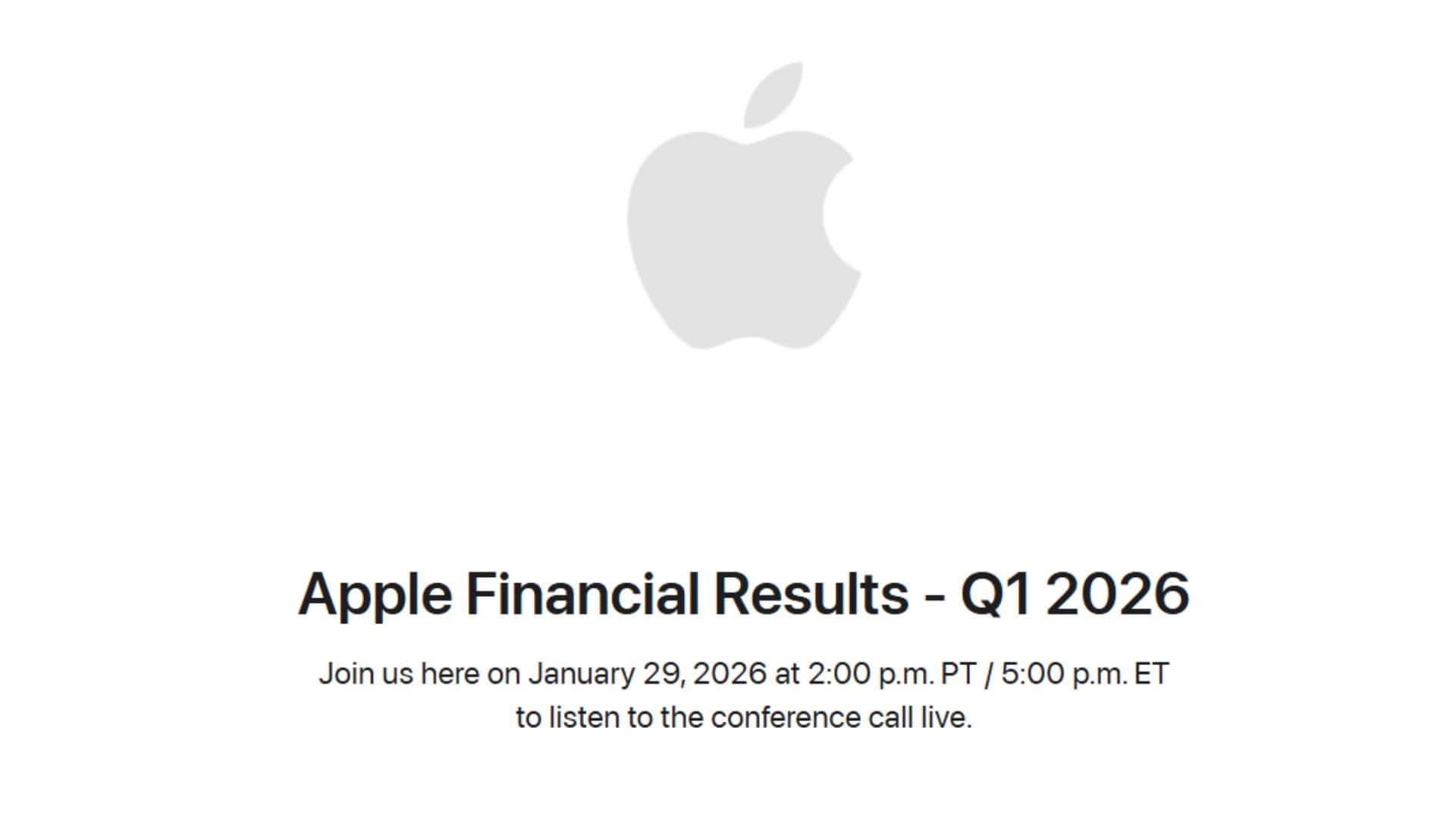 Apple Q1 2026 Earnings Call: Date, Time, and What to Expect from Financial Results of 2026