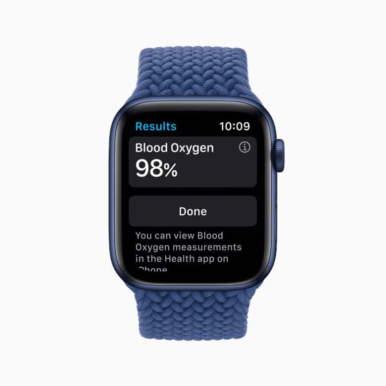 Apple Watch blood oxygen measurement result