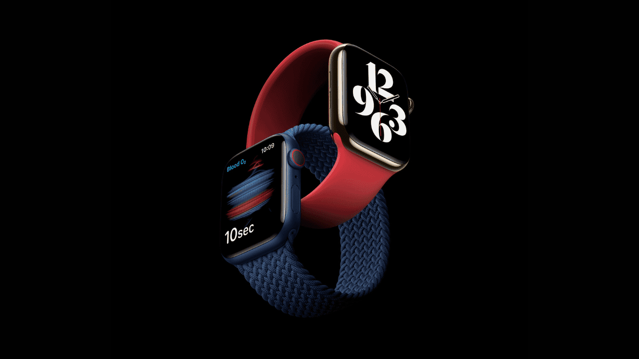 Apple Watches with one showing a blood oxygen reading