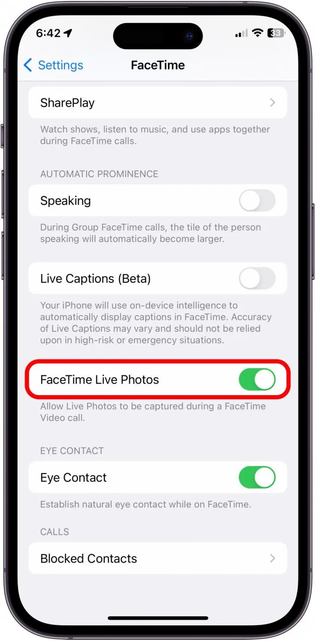 Enable screenshots Facetime iPhone