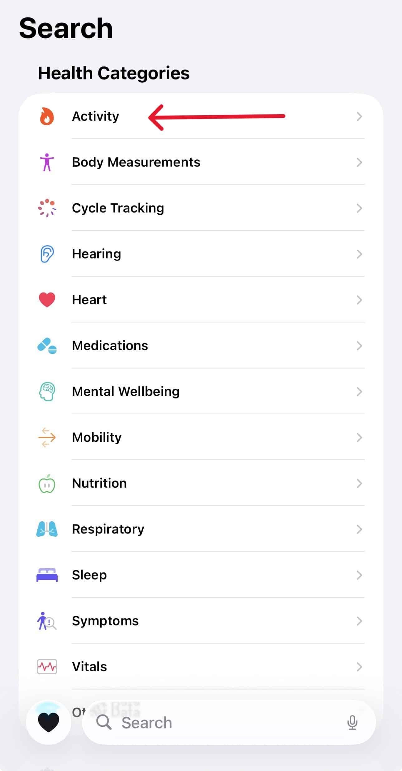 health activity data