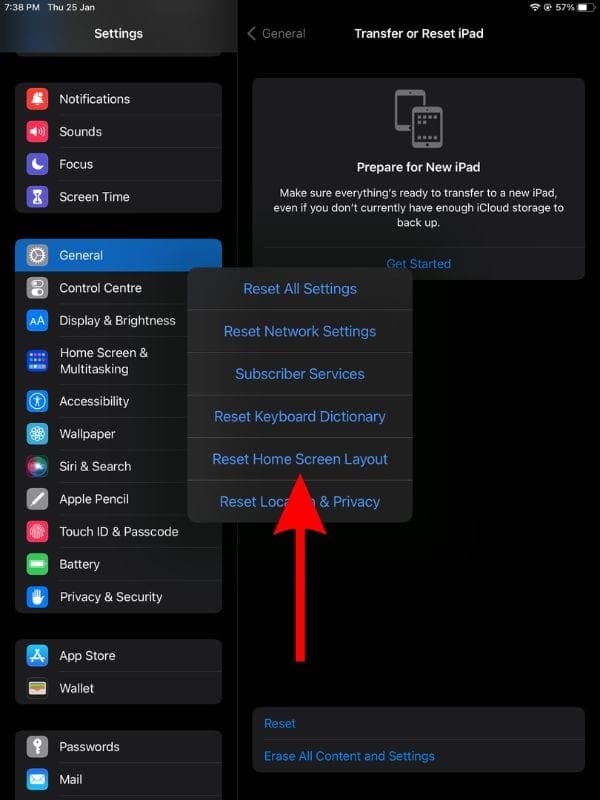Reset Home SCreen Layout iPad