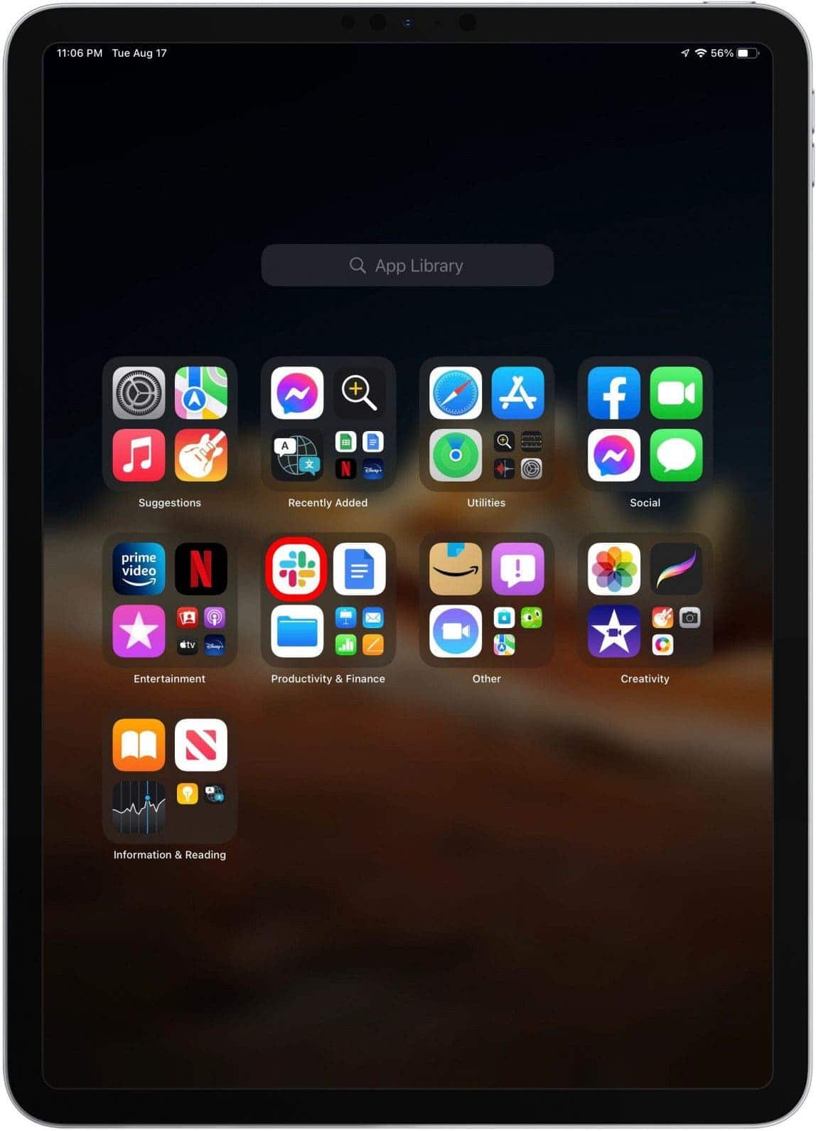 Search App Library iPad