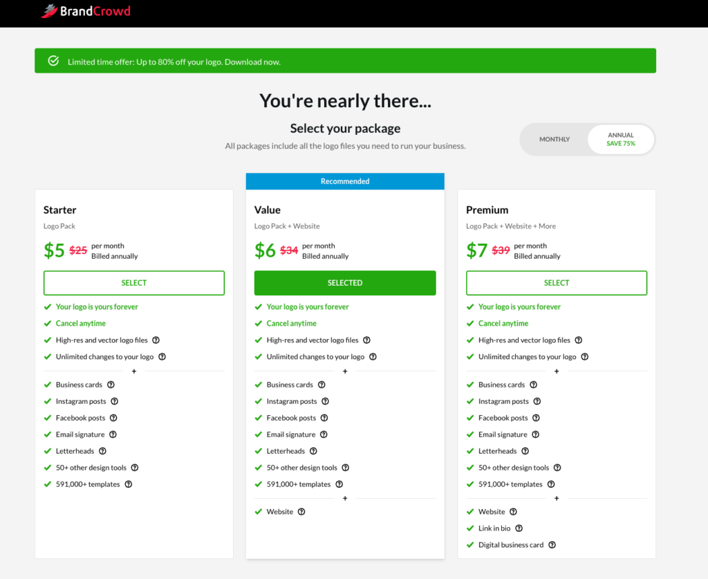 brandcrowd prices