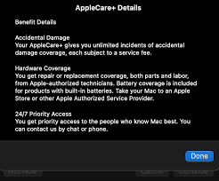 Applecare details for damage coverage