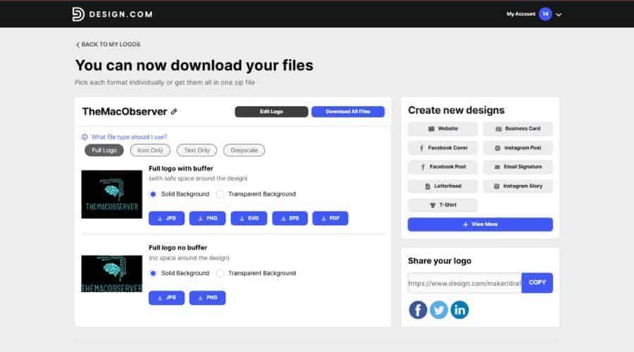 design com export options