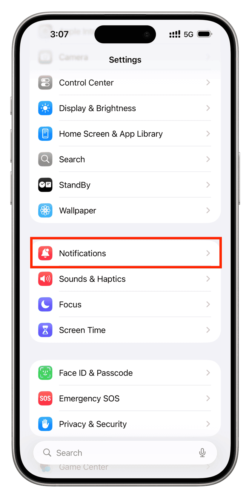 iPhone Settings Notifications