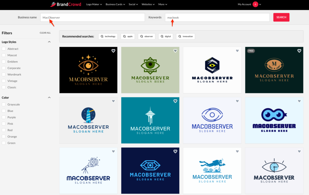 brandcrowd name and keyword