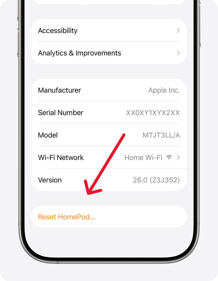 reset homepod
