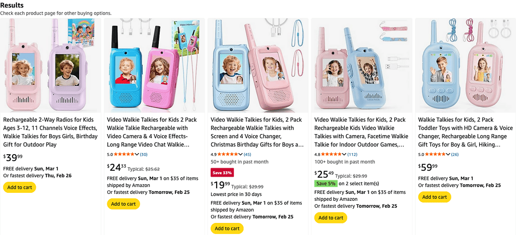 Amazon video walkie-talkies for kids