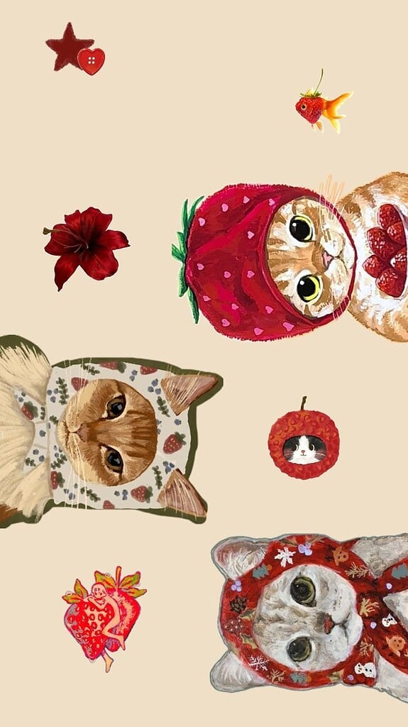 strawberry cats wallpaper
