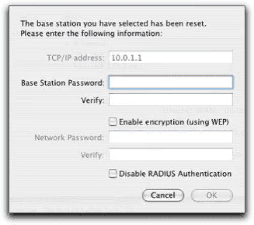 Reset Airport express password
