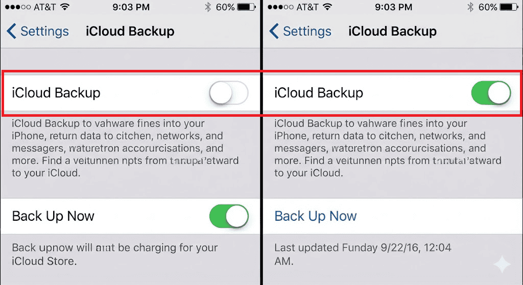 Turn on iCoud Backup