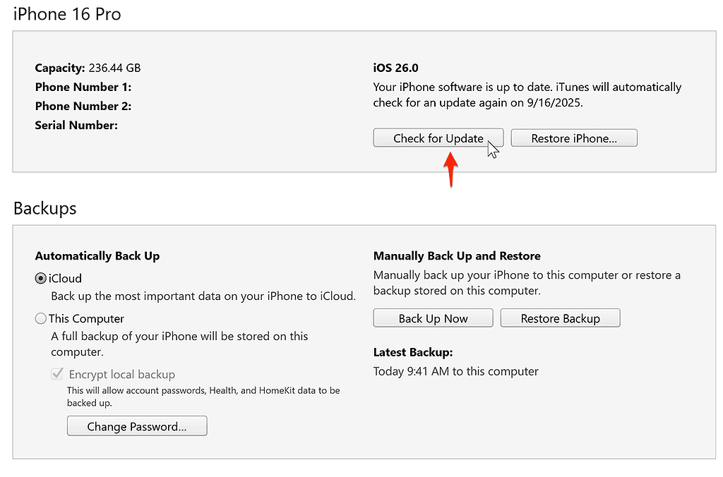 check for update itunes