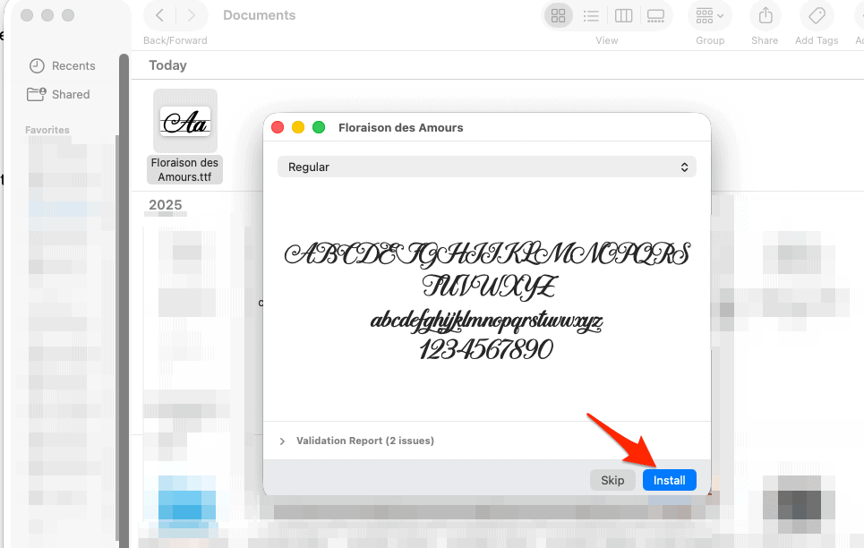install font and preview