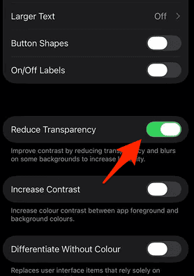 reduce transparency off