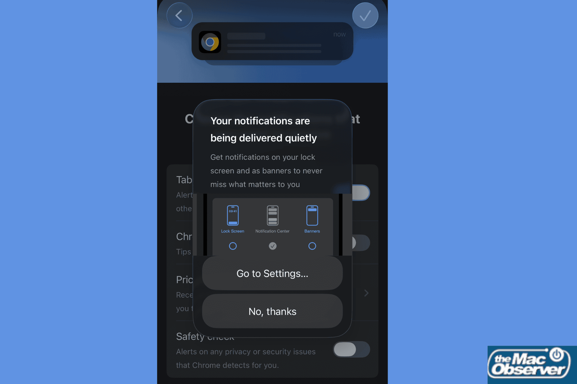 Chrome for iPhone tests Lock Screen notifications  so shared tabs are harder to miss