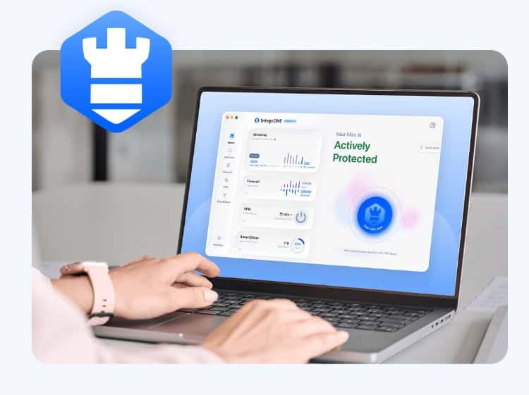 Laptop screen showing the Intego ONE system interface