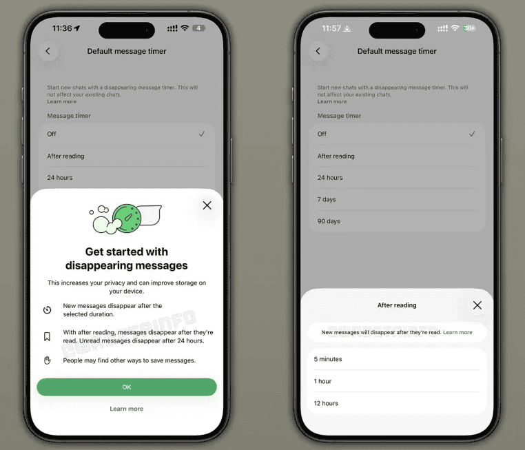 WhatsApp disappearing messages