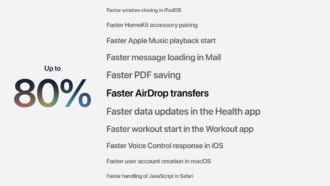 Apple announces AirDrop transfers up to 80% faster at WWDC26, making file sharing quicker across iPhone, iPad, and Mac.