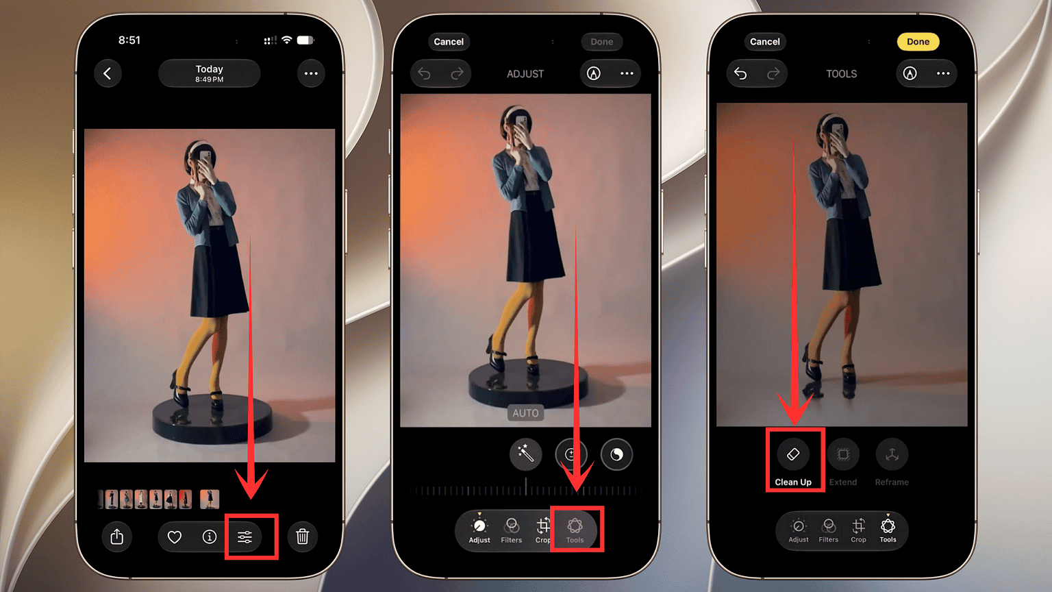 iPhoneの「写真」でiOS 27のAI搭載クリーンアップツールを使う方法
