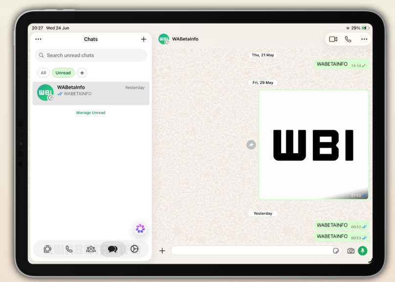 whatsapp liquid glass ipad