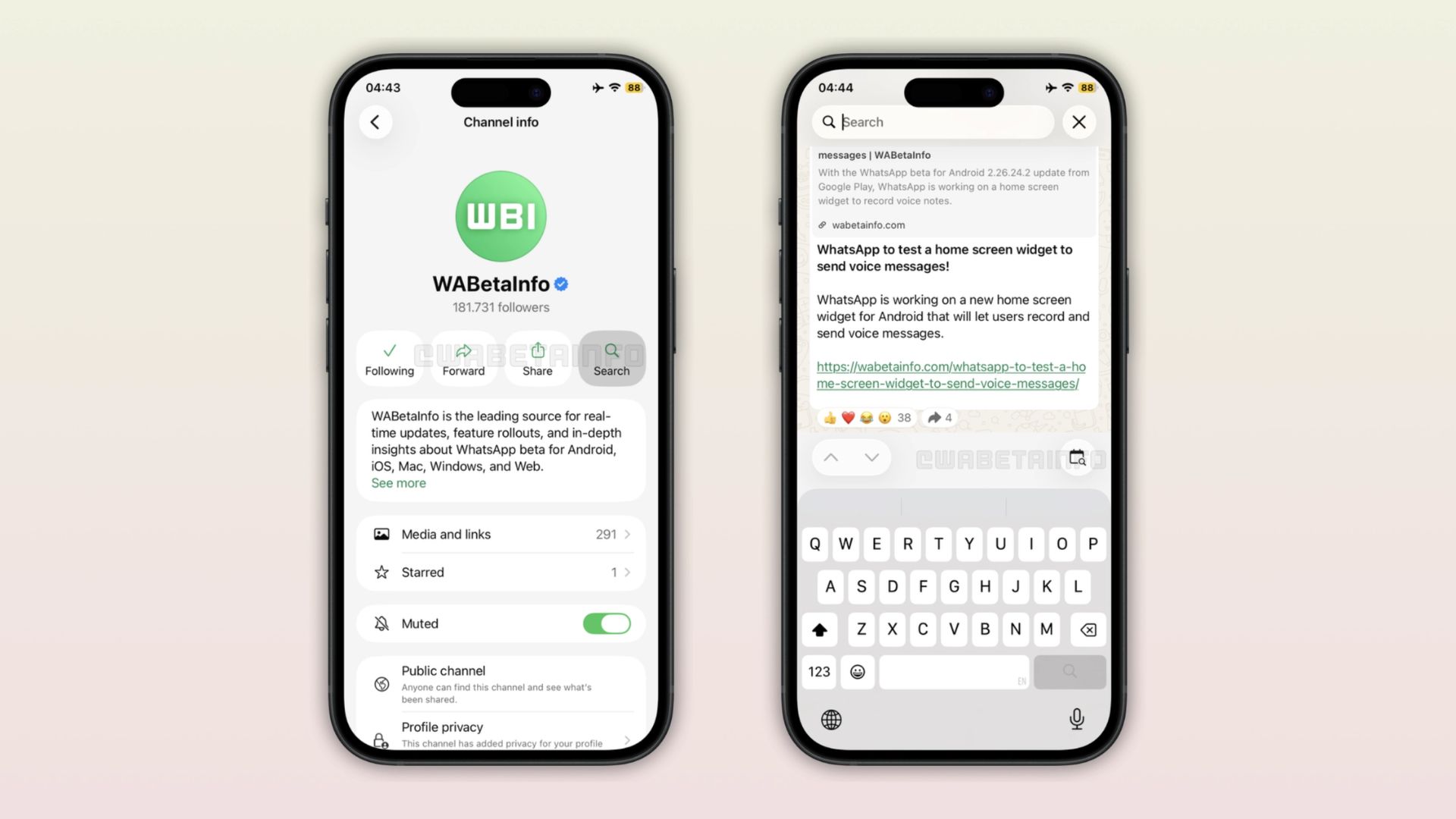 Whatsapp Channels iPhone search