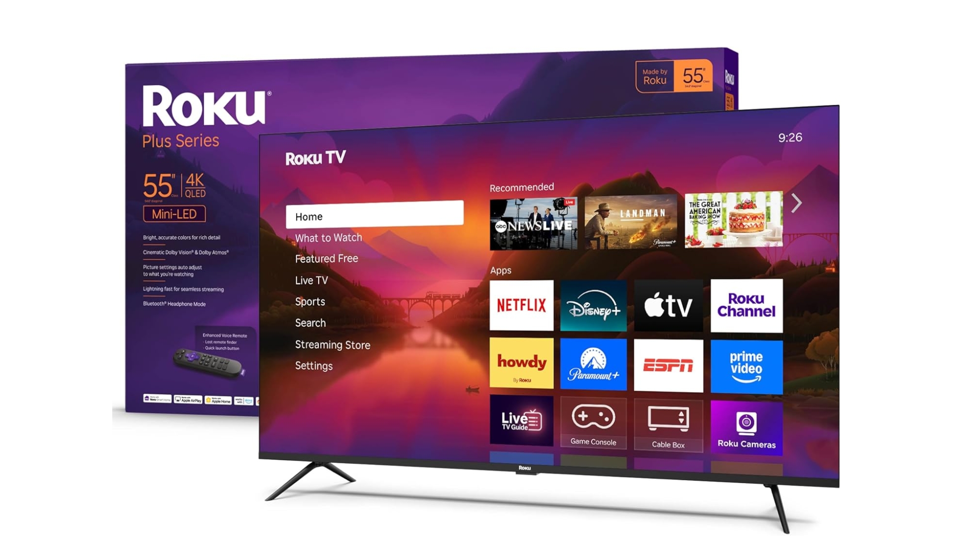 Roku's 55-inch Mini-LED TV hits a record-low Amazon price, offering 4K QLED, Dolby Vision, Dolby Atmos, and smart streaming value today.
